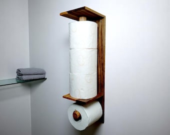 Wall Mounted Walnut Multi-Roll Toilet Paper Holder