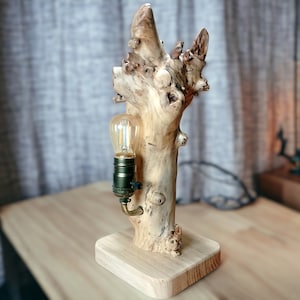 Rustic wooden lamp , Wood table lamp, Driftwood lamp, Unique lamp, Lighting fixture, Offers eco-friendly lighting and unrivaled charm