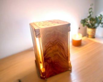 Night light, Bedside lamp, Designer lamp, Wooden lamp, Country lamp, Walnut  unique lamp