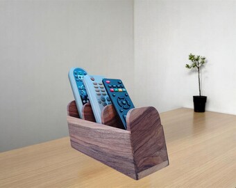 Wood remote holder made of walnut wood