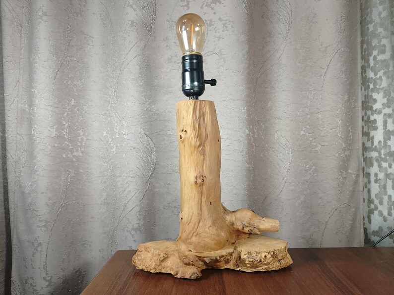 Lámpara de madera natural – Luz de noche rústica imagen 7