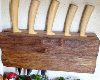 Handmade knife rack, wall knife holder, knife stand, kitchen knife holder, wooden knife rack.