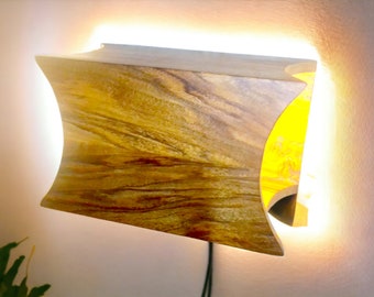 Lámpara de pared, aplique de madera, luz nocturna, lámpara de pared hecha a mano, decoración del hogar de madera salvaje, aplique de noche de madera de nogal.