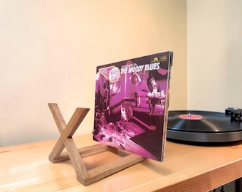 Estantería de roble para vinilos, soporte para LP, expositor de discos