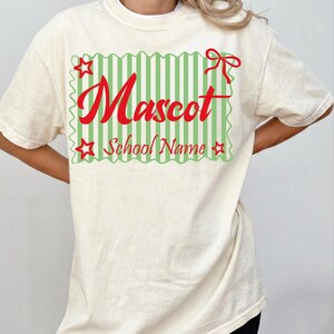 Custom Mascot Striped Shirt, School Spirit Tee, Personalized Team Name L720