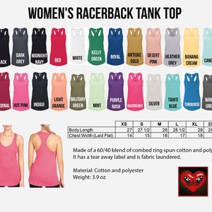 women's racer tank top sizes chart