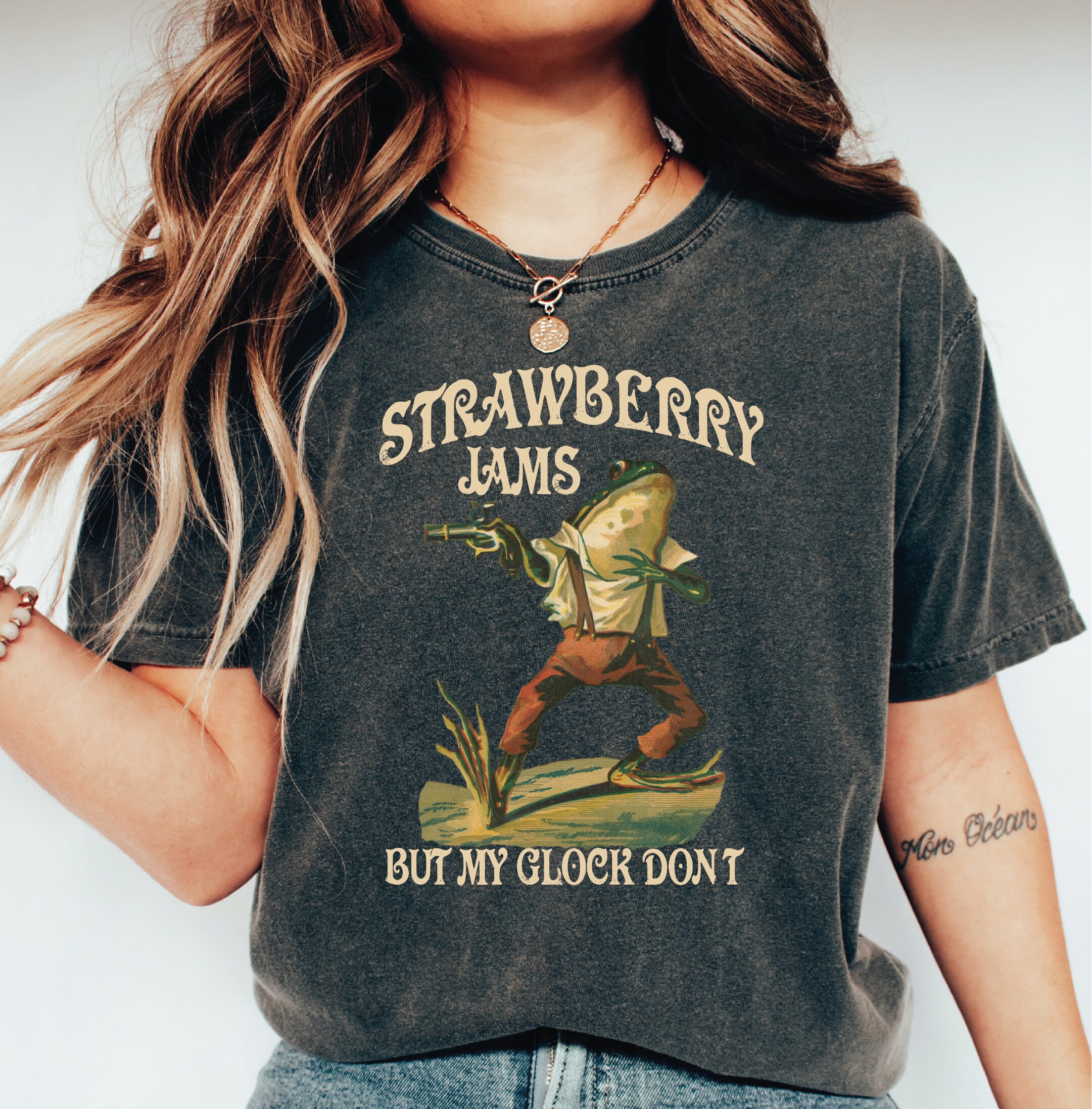 Discover Strawberry Jams But My Glock Don't Shirt Funny Frog Shirt