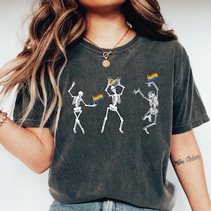 Skeleton Pride Shirt, Rainbow LGBTQ Shirt, Funny Pride Shirt, Gay Pride T-shirt, Lesbian Shirt, Bisexual Shirt, Ally Shirt LS985