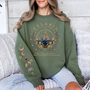 Velaris Sleeve Printed Sweatshirt and Hoodie, A Court of Thorns And Roses Sweatshirt, Acotar Sweatshirt, Night Court Sweater L076