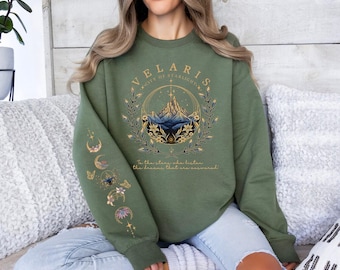 Velaris Sleeve Printed Sweatshirt and Hoodie, A Court of Thorns And Roses Sweatshirt, Acotar Sweatshirt, Night Court Sweater L076