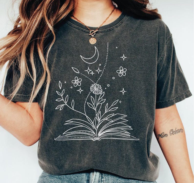 Wildflowers Book Shirt, Cute Bookworm Shirt, Book Lovers T-shirt, Retro Reader Gifts, Bibliophile Shirt, Book Merch Tee, Bookish Gifts LS192 image 1