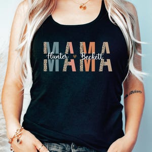 Custom Mama Racerback Tank Top, Mom Tank With Kids Names, Personalized Mom Crop Tank, Mama With Children Names Top Tank LS023