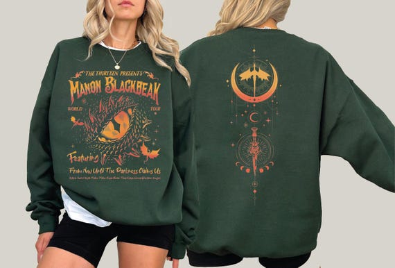 Manon Blackbeak The Thirteen Sweatshirt, Two-Sided Printed Sweatshirt , From Now Until The Darkness Claims Us Hoodie, Bookish Shirt L206