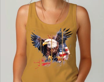 USA Flag Eagle Racerback, Patriotic Crop Tank, American Flag Eagle, 4th of July Crop Tank, American Flag Tank Top, America Tank Top, L341