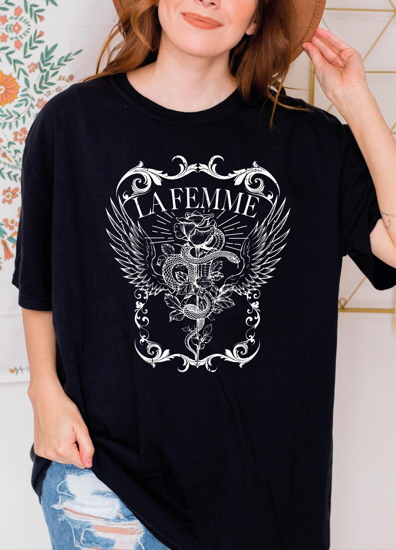 La Femme Comfort Colors Shirt, Snake And Rose Dark Art Comfort Colors Shirt, Snake And Rose Comfort Colors Shirt Gift-209 image 5