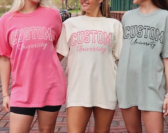 Custom University Shirt: Personalized College Comfort Colors Shirt, Custom Sorority Shirt, Custom Mascot Tee L459