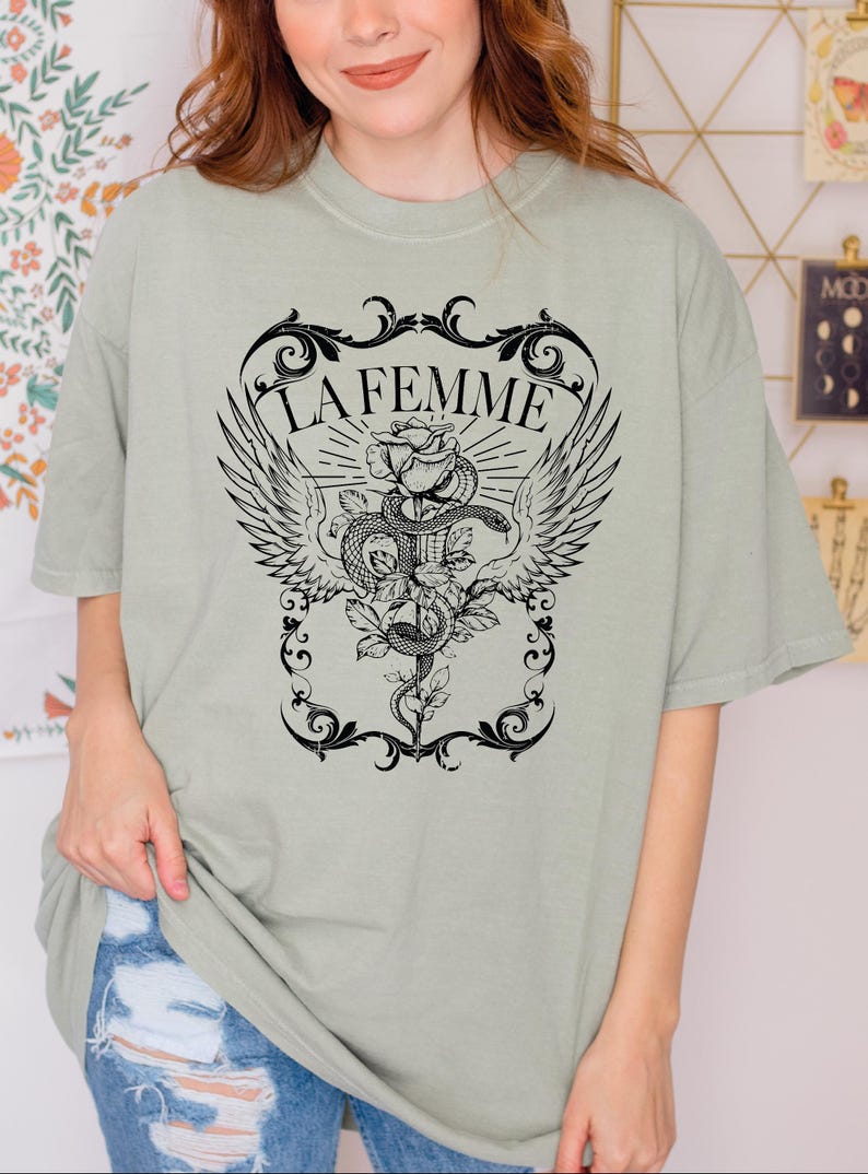 La Femme Comfort Colors Shirt, Snake And Rose Dark Art Comfort Colors Shirt, Snake And Rose Comfort Colors Shirt Gift-209 image 4