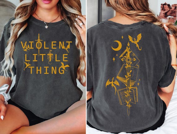 Comfort Colors Violent Little Thing  2-Sided Shirt, Dragon Rider Tee ,Riders Quadrant Tee, Comfort Colors Basgiath Shirt L217