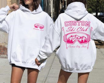 Sudadera y sudadera con capucha personalizadas para vacaciones familiares, cuello redondo personalizado para viaje de esquí.