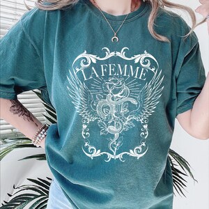 La Femme Comfort Colors Shirt, Snake And Rose Dark Art Comfort Colors Shirt, Snake And Rose Comfort Colors Shirt Gift-209 image 2