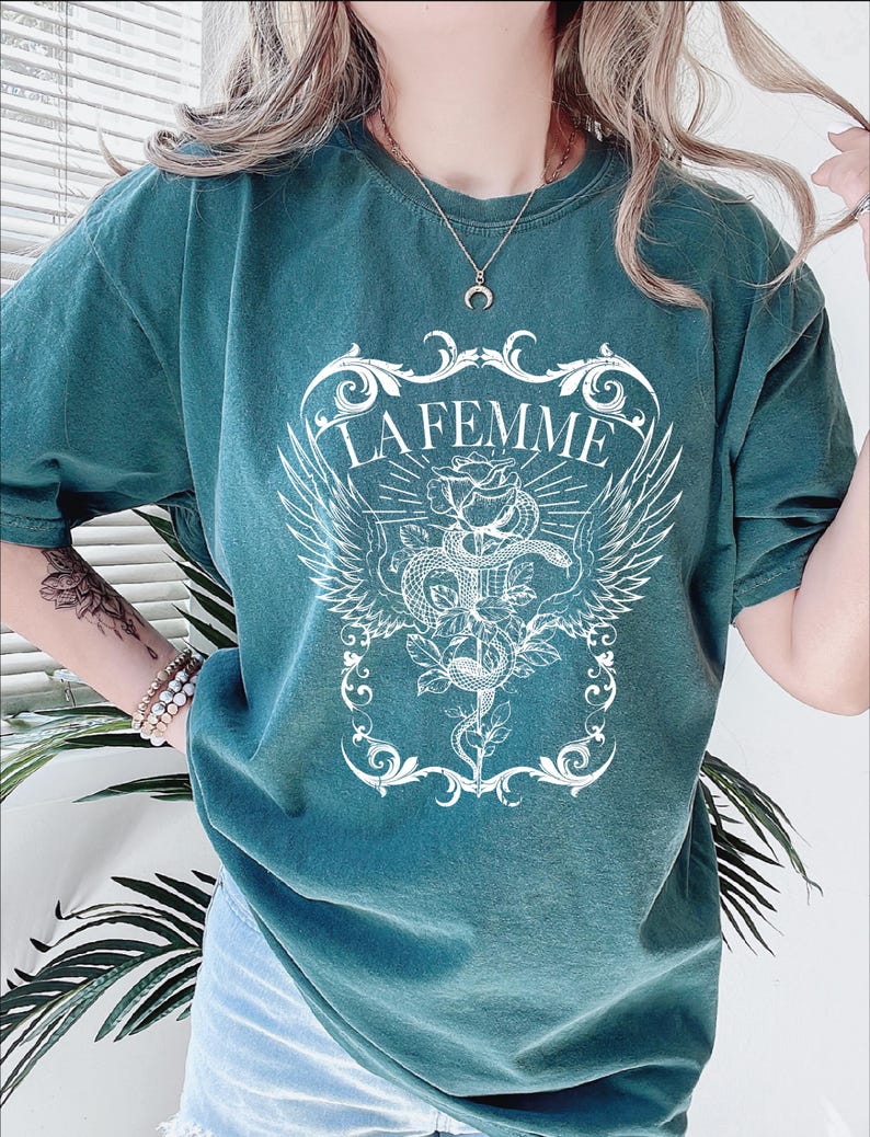 La Femme Comfort Colors Shirt, Snake And Rose Dark Art Comfort Colors Shirt, Snake And Rose Comfort Colors Shirt Gift-209 image 2