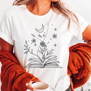 Wildflowers Book Shirt, Cute Bookworm Shirt, Book Lovers T-shirt, Retro Reader Gifts, Bibliophile Shirt, Book Merch Tee, Bookish Gifts LS192 image 2
