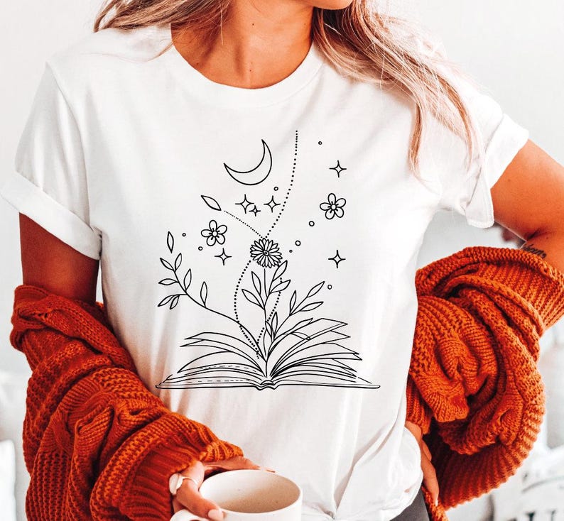 Wildflowers Book Shirt, Cute Bookworm Shirt, Book Lovers T-shirt, Retro Reader Gifts, Bibliophile Shirt, Book Merch Tee, Bookish Gifts LS192 image 2