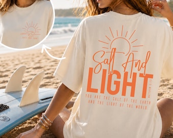 Camiseta Comfort Colors Salt and Light, camiseta cristiana de playa, regalo con versículo bíblico basado en la fe Mateo 5:13-14