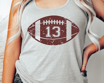Custom Football Racerback Tank Top, Personalized Mascot Vneck Shirt, Custom Number Racerback, Football Mom Tank Top