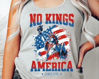 « Pas de rois en Amérique depuis 1776 », débardeur dos nageur pro-démocratie, t-shirt col V anti-autoritarisme, t-shirt de résistance, t-shirt anti-Trump L368