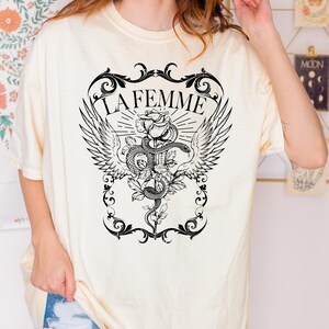 La Femme Comfort Colors Shirt, Snake And Rose Dark Art Comfort Colors Shirt, Snake And Rose Comfort Colors Shirt Gift-209 image 3