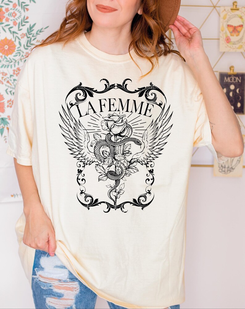 La Femme Comfort Colors Shirt, Snake And Rose Dark Art Comfort Colors Shirt, Snake And Rose Comfort Colors Shirt Gift-209 image 3