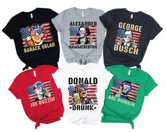 Camisetas retro de presidentes bebedores del 4 de julio, divertida camiseta de presidente, camiseta del equipo bebedor de EE. UU., divertida camiseta del 4 de julio para hombre, LS498