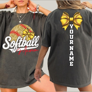 Custom Softball Mama Comfort Colors Shirt, Family Softball Matching Personalized Game day Tee