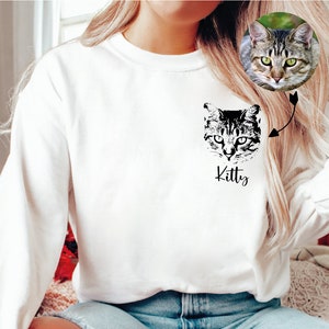Custom Pet Sweater Using Pet Photo + Name Custom Dog Portrait Sweater Personalized Dog Pullover Dog Sweatshirt Dog Mom Custom Cat Tee, LS283