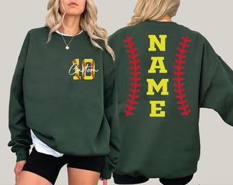 Personalized Softball Sweatshirt: Team Name and Number - Unisex Fit L659