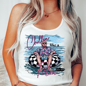 Chillin Like a Felon Trump Racerback Tank Top, 90s Donald Trump Election Crop Tank, Trendy Republican Racerback, Funny Summer Trump  L018