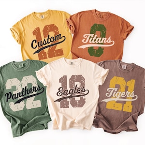 Comfort Colors Custom Number Shirt, Personalized Sports Mascot Tee,Your Number College Football Game Day Gift