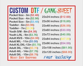 Full Color Heat Transfer, Custom Dtf Transfers, Dtf prints, Dtf Transfers, Custom Dtf Print, Gang Sheet, Custom Heat Transfer