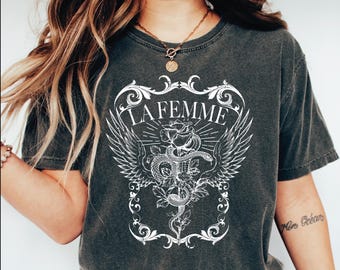 La Femme Comfort Colors Shirt, Snake And Rose Dark Art Comfort Colors Shirt, Snake And Rose Comfort Colors Shirt Gift-209