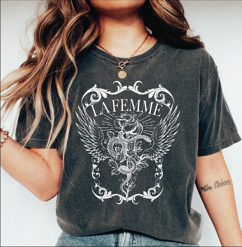 La Femme Comfort Colors Shirt, Snake And Rose Dark Art Comfort Colors Shirt, Snake And Rose Comfort Colors Shirt Gift-209 image 1