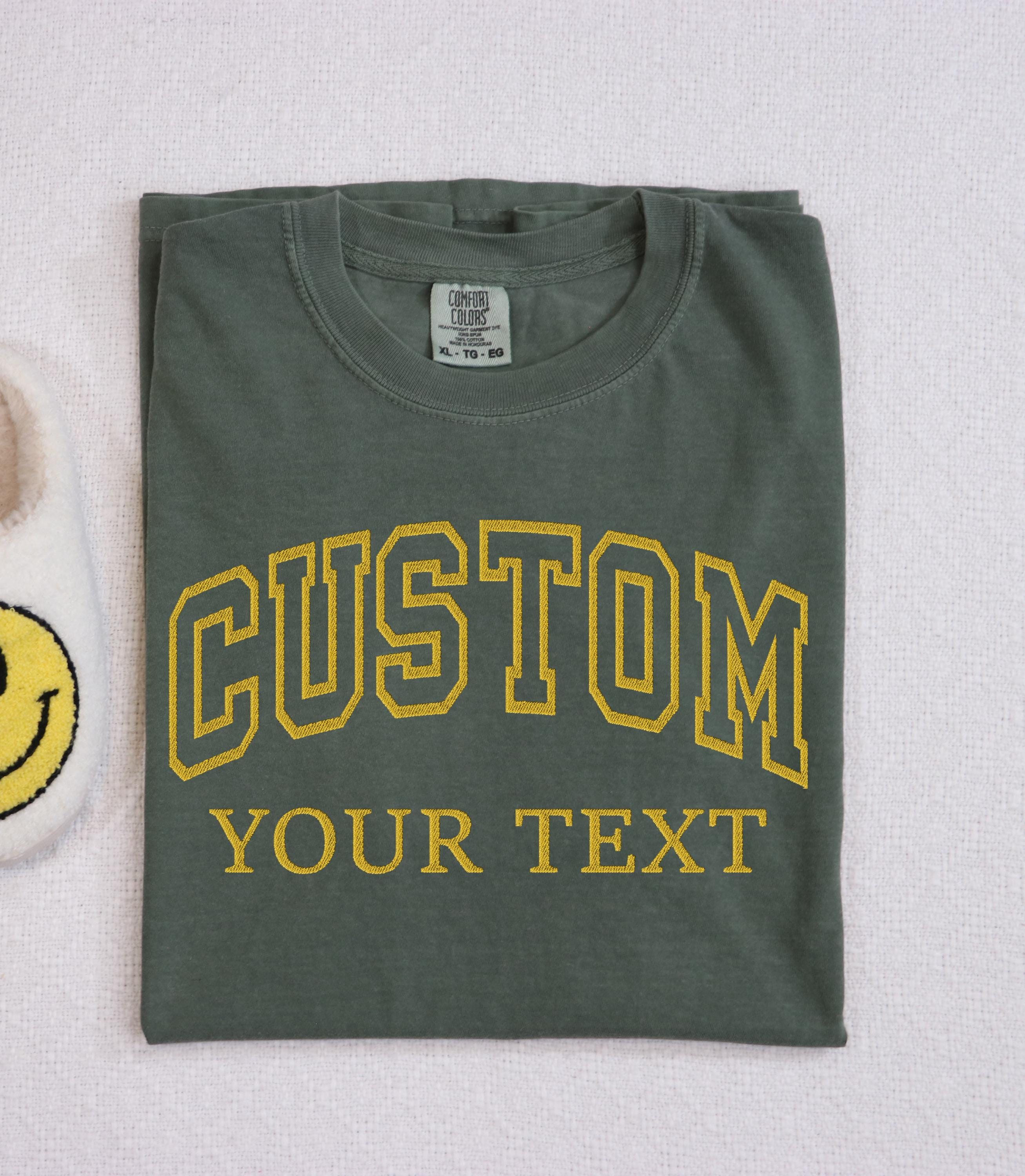 Custom Embroidered Comfort Colors Shirt, Custom Embroidery Tshirt, Custom Embroidery Kids Shirt, Personalized Embroidered Crewneck, L366