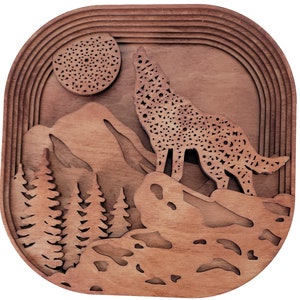 Howling Wolf multi layer mandala | wall art | home decor  | 3D art