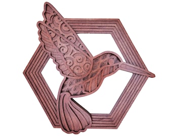 Hummingbird layered 3D model multi layer mandala | wall art | home decor | 3D art