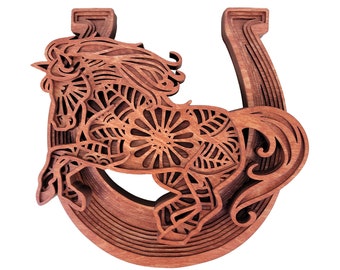 Horse Horseshoe multi layer mandala | wall art | home decor | 3D art