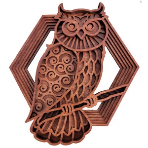 Owl layered 3D model multi layer mandala | wall art | home decor | 3D art