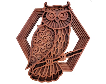 Owl layered 3D model multi layer mandala | wall art | home decor | 3D art