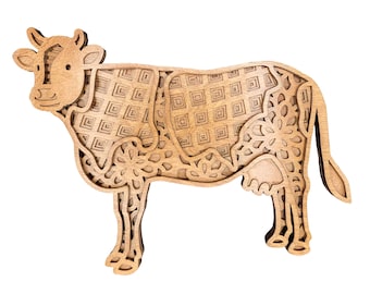 Cow farm animal multi layer mandala | wall art | home decor | 3D art