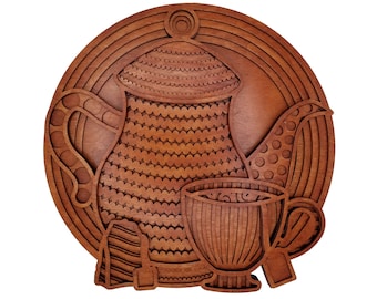 Tea pot teacup multi layer mandala layered | wall art | 3D art