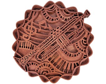 Trumpet music instrument multi layer mandala | wall art | home decor | 3D art